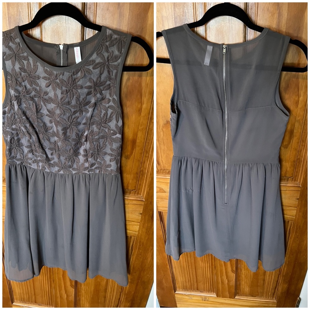 Grey floral mini dress